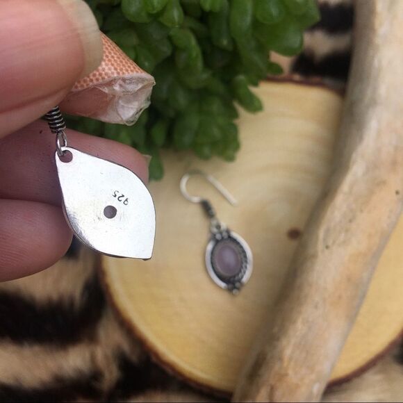 Rose Quartz Gemstone Sterling Silver Earrings - Picture 3 of 3